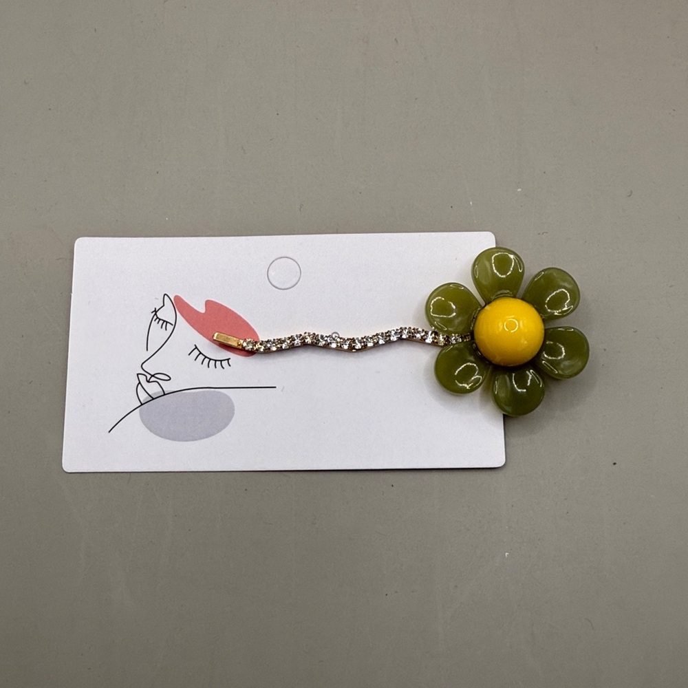 Green and Yellow Flower Hair Clip